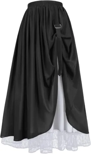 ZZEQYG Women's Victorian Renaissance Skirt Double-Layer Long Skirts