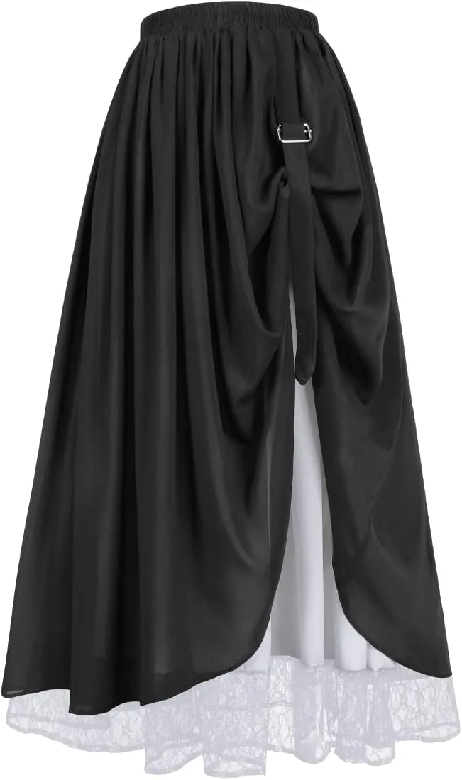 ZZEQYG Women's Victorian Renaissance Skirt Double-Layer Long Skirts