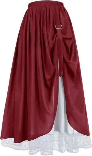 ZZEQYG Women's Victorian Renaissance Skirt Double-Layer Long Skirts