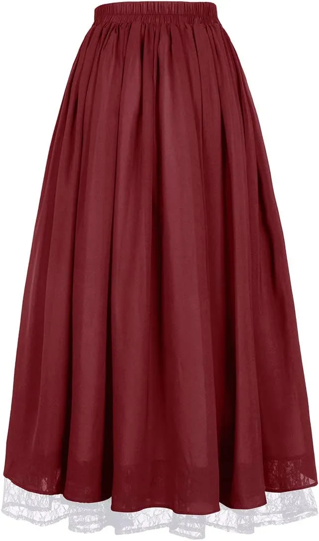 ZZEQYG Women's Victorian Renaissance Skirt Double-Layer Long Skirts