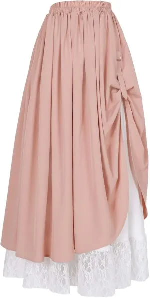 ZZEQYG Women's Victorian Renaissance Skirt Double-Layer Long Skirts